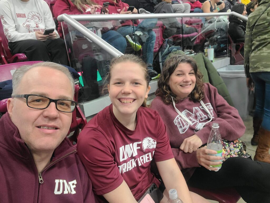 January 27, 2024 - At Erica's track meet at Boston Univerity.